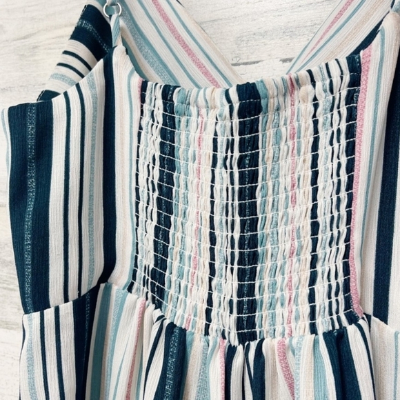 Xhilaration Summer Tank Blue and White Striped Women’s Jumpsuit - Picture 10 of 11